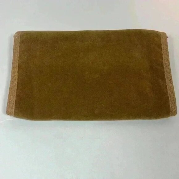 VELOUR CLUTCH HANDBAG TAN GOLD CHAIN PURSE - Picture 2 of 7